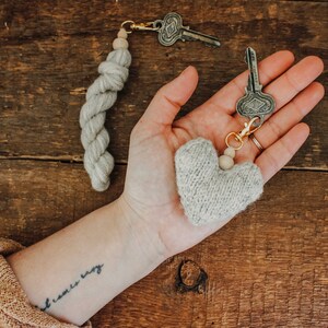 Mini Yarn Hank Key Chain, Hank to Heart Key Chain, Knitting Project, Knitting Pattern Included image 1