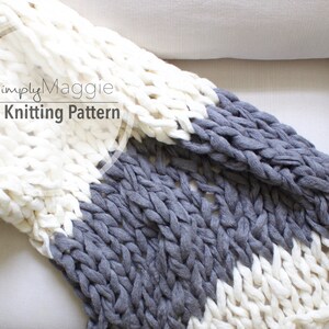 Arm Knitting Pattern // Color Block Throw // Chunky Throw // Knit Blanket  // Beginner&#39;s Pattern // Simply Maggie // 55&quot; by 36&quot;