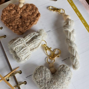 Mini Yarn Hank Key Chain, Hank to Heart Key Chain, Knitting Project, Knitting Pattern Included image 8