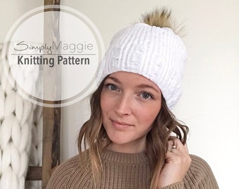 Knitting Pattern // Slouchy Chenille Beanie // Chunky Hat // Beginner Pattern // Simply Maggie