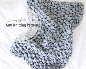 Arm Knitting Pattern // Seed Stitch Blanket // Chunky Blanket // Chunky Throw  // Beginner Pattern // 30" by 52" // Simply Maggie