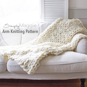 Arm Knitting Pattern // Large Throw Blanket // Chunky Blanket // Chunky Throw // Beginner Pattern // 40 by 51 // Simply Maggie image 1