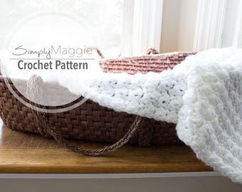 Crochet Pattern // Suzette Stitch Receiving Blanket // Baby Blanket // Beginner's Pattern // 40" by 40" // Simply Maggie