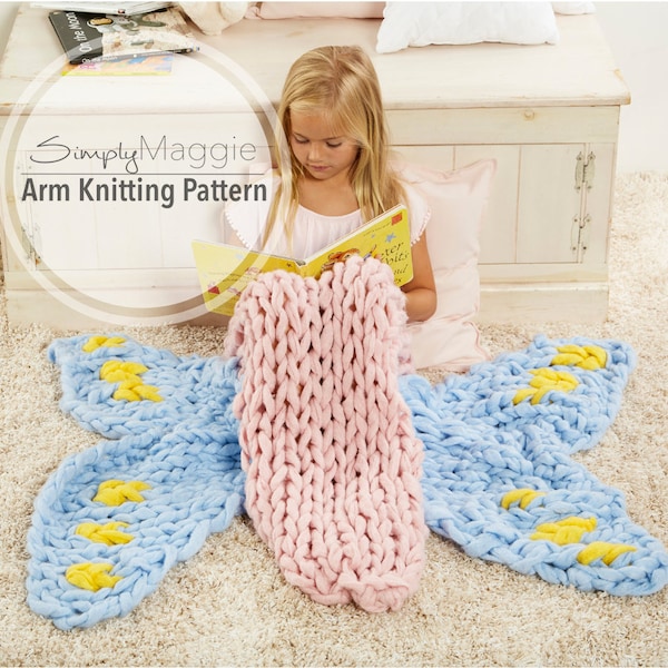 Arm Knitting Pattern // Arm Knit Butterfly Sleep Sack // Animal Blanket // Knitting Pattern // Child's Blanket Pattern // Simply Maggie