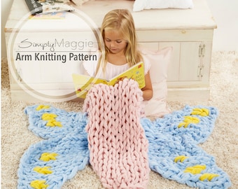 Arm Knitting Pattern // Arm Knit Butterfly Sleep Sack // Animal Blanket // Knitting Pattern // Child's Blanket Pattern // Simply Maggie