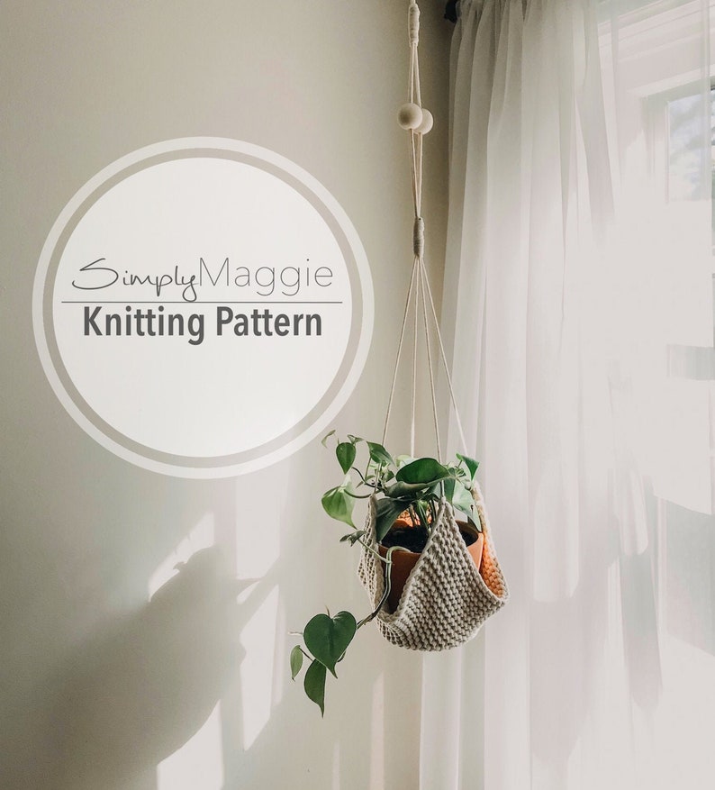 Knitting Pattern // Minimalist Knit Plant Hanger // Plant Decor // Beginner Pattern // Simply Maggie image 1