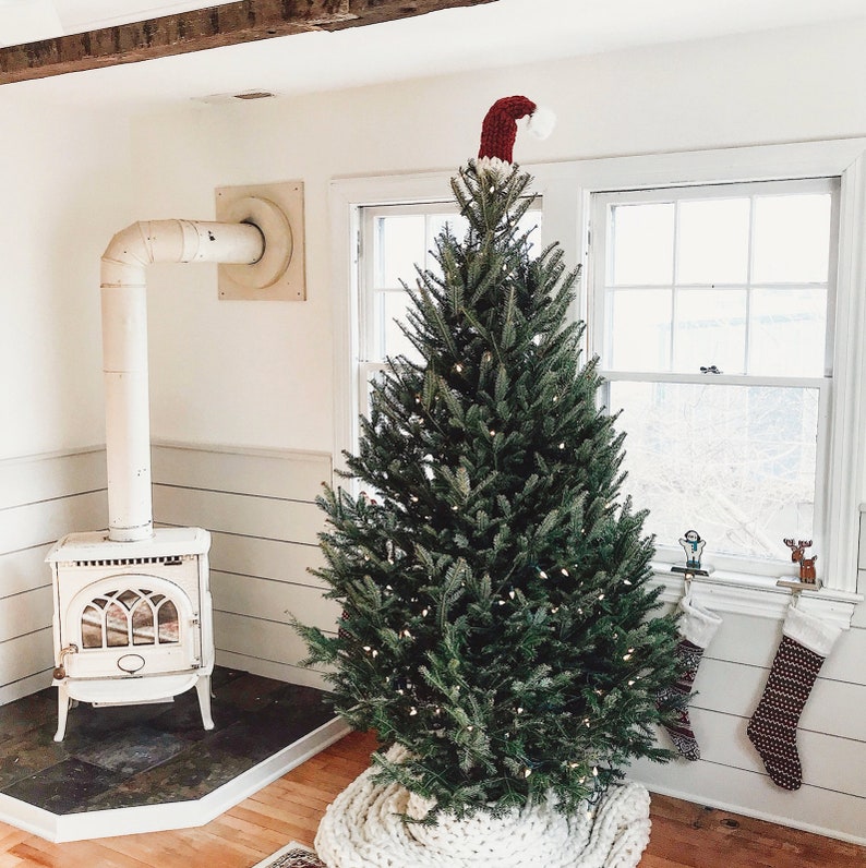 Knitting Pattern // Santa Hat Tree Topper // Christmas Decor Etsy