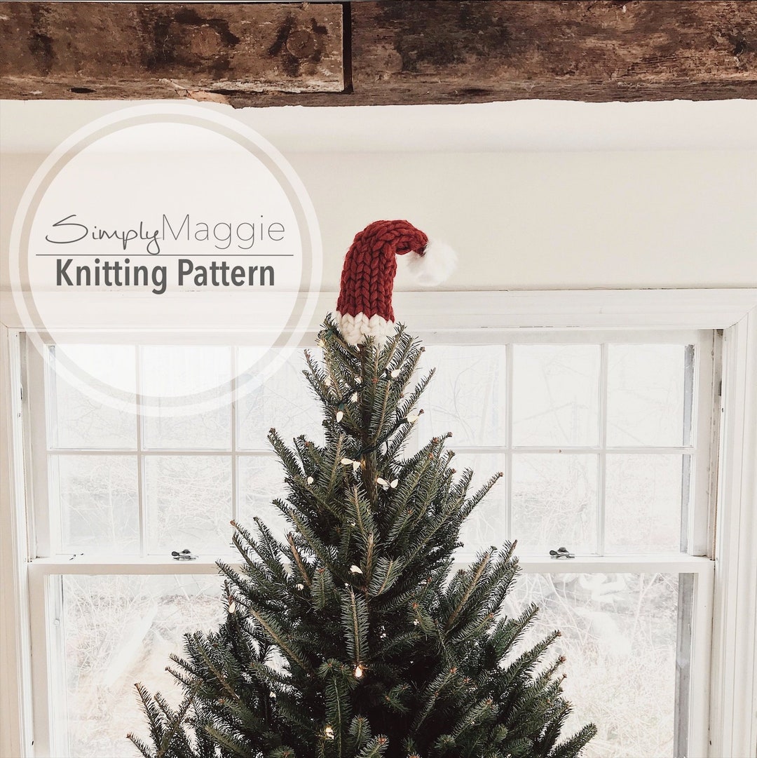 Knitting Pattern // Santa Hat Tree Topper // Christmas Decor
