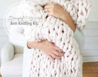 Knitting Kit // Arm Knitting Kit // Throw Blanket // Chunky Throw // Knit Blanket // DIY Kit // 36" by 55" // FREE SHIPPING // Simply Maggie