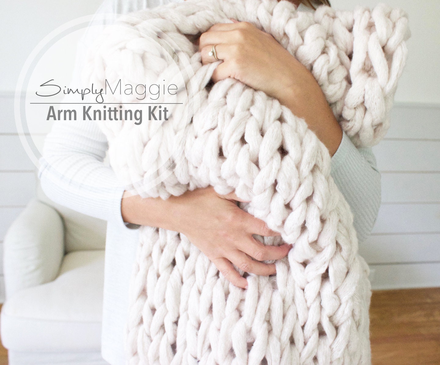 Knitting Kit // Arm Knitting Kit // Throw Blanket // Chunky Throw // Knit  Blanket // DIY Kit // 36 by 55 // FREE SHIPPING // Simply Maggie 