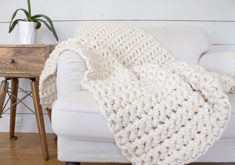 Chunky Knit Blanket // Chunky Throw // Crochet Blanket // 59 by 37 // Simply Maggie image 1