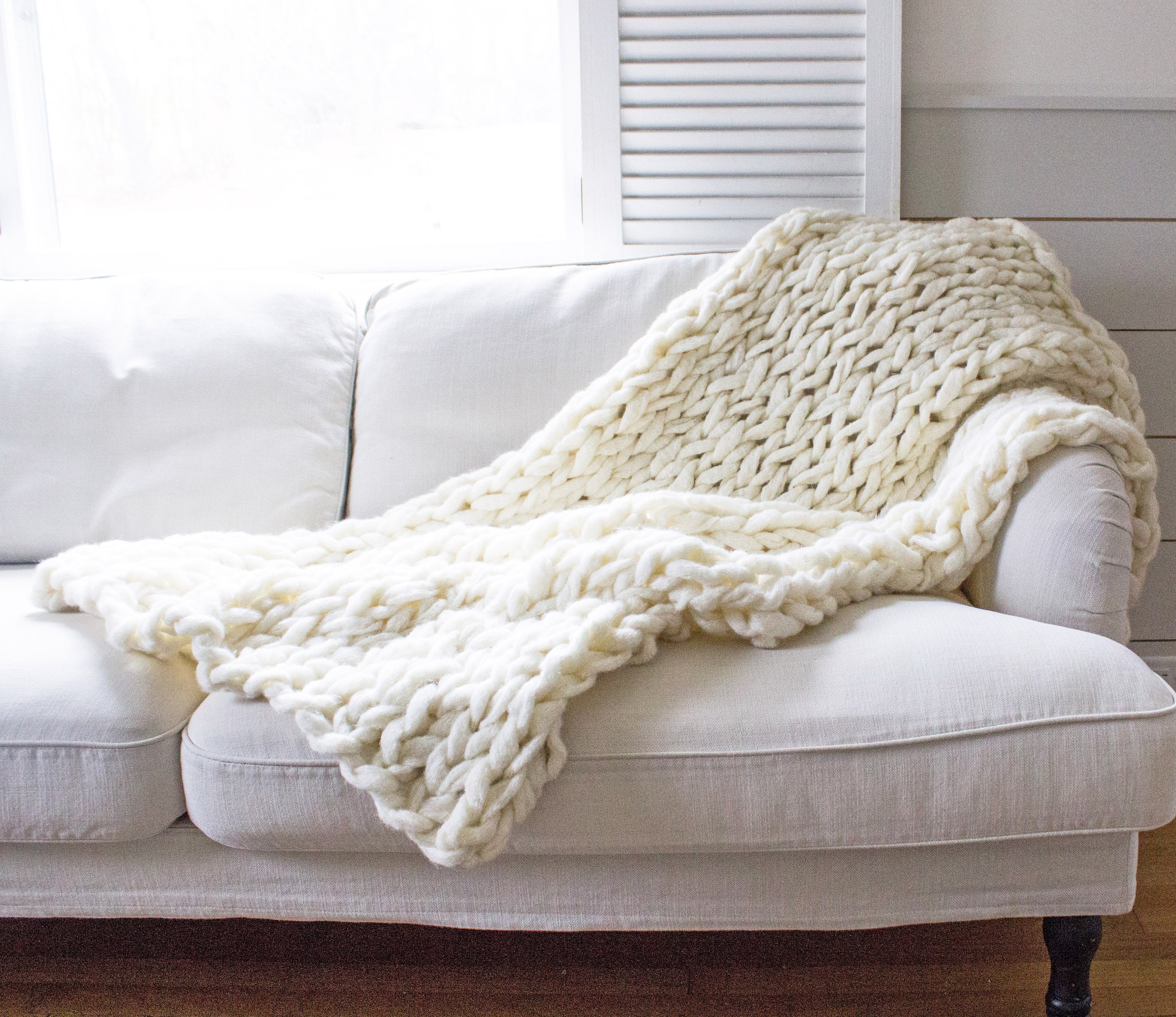 Arm Knitting Pattern // Large Throw Blanket // Chunky Blanket Etsy