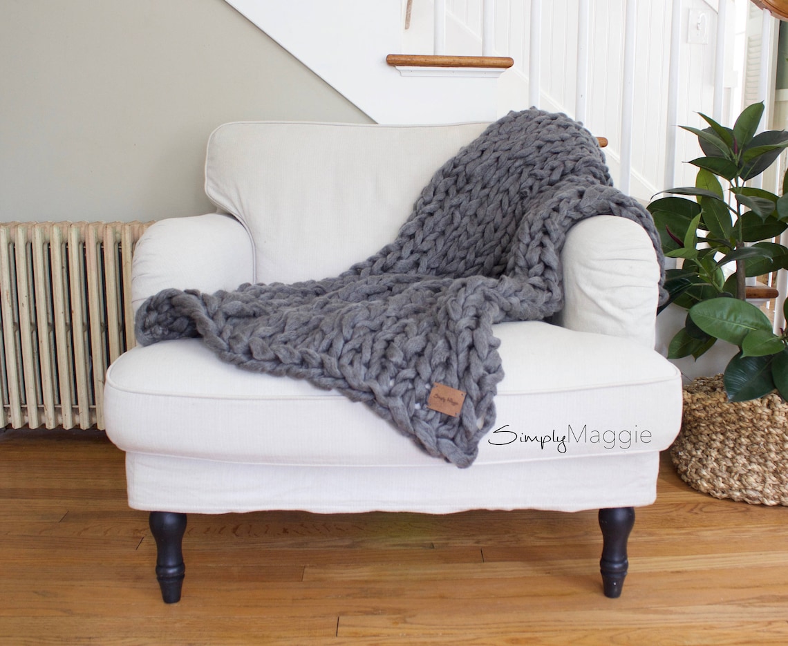 Knitting Kit // Arm Knitting Kit // Throw Blanket // Chunky Etsy