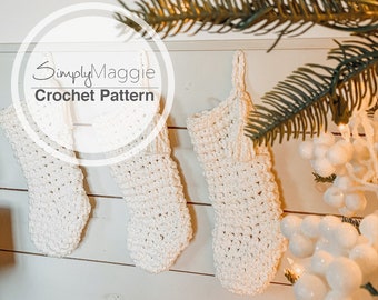 Crochet Pattern // Crochet Christmas Stocking // Christmas Decor // Beginner Pattern // Simply Maggie