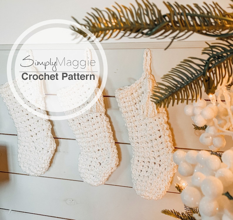 Crochet Pattern // Crochet Christmas Stocking // Christmas Decor // Beginner Pattern // Simply Maggie image 1