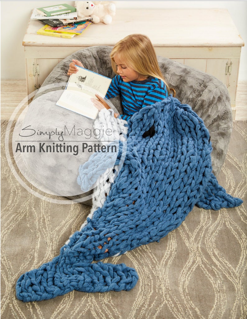 Arm Knitting Pattern // Arm Knit Dolphin Sleep Sack // Animal Blanket // Knitting Pattern // Child's Blanket Pattern // Simply Maggie image 1