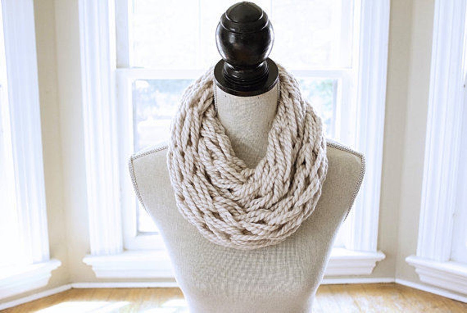 Arm Knitting Pattern // Infinity Scarf // Chunky Scarf // With Button ...
