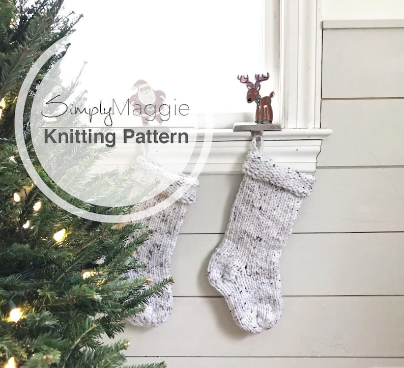 Knitting Pattern // Knit Christmas Stocking // Christmas Decor // Beginner Pattern // Simply Maggie image 1