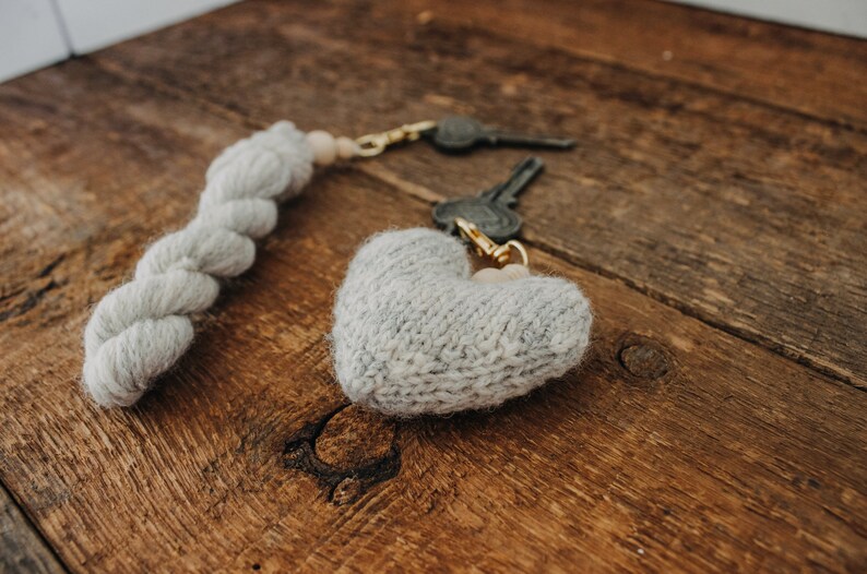 Mini Yarn Hank Key Chain, Hank to Heart Key Chain, Knitting Project, Knitting Pattern Included image 4