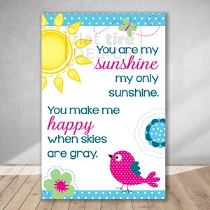 You Are My Sunshine | Canvas Print | 16x24 Canvas | Kids Room Decor