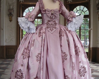 The Countess.  A magnificent heavy brocade Georgian Marie Antoinette 18th century gown with built in bust lift