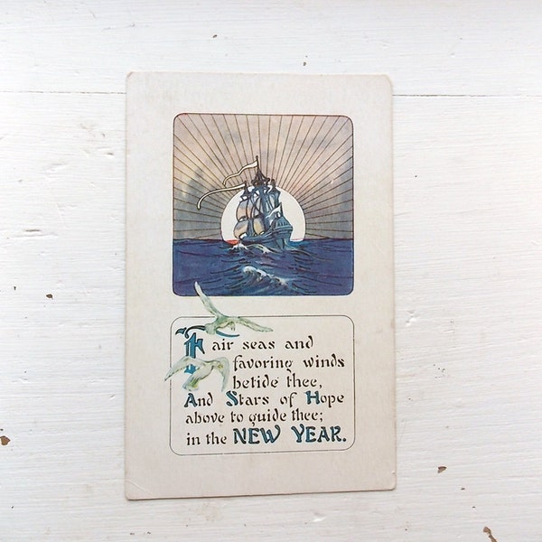 New Year's Postcard / 1910-1920 Postcard / Unused Antique Postcard