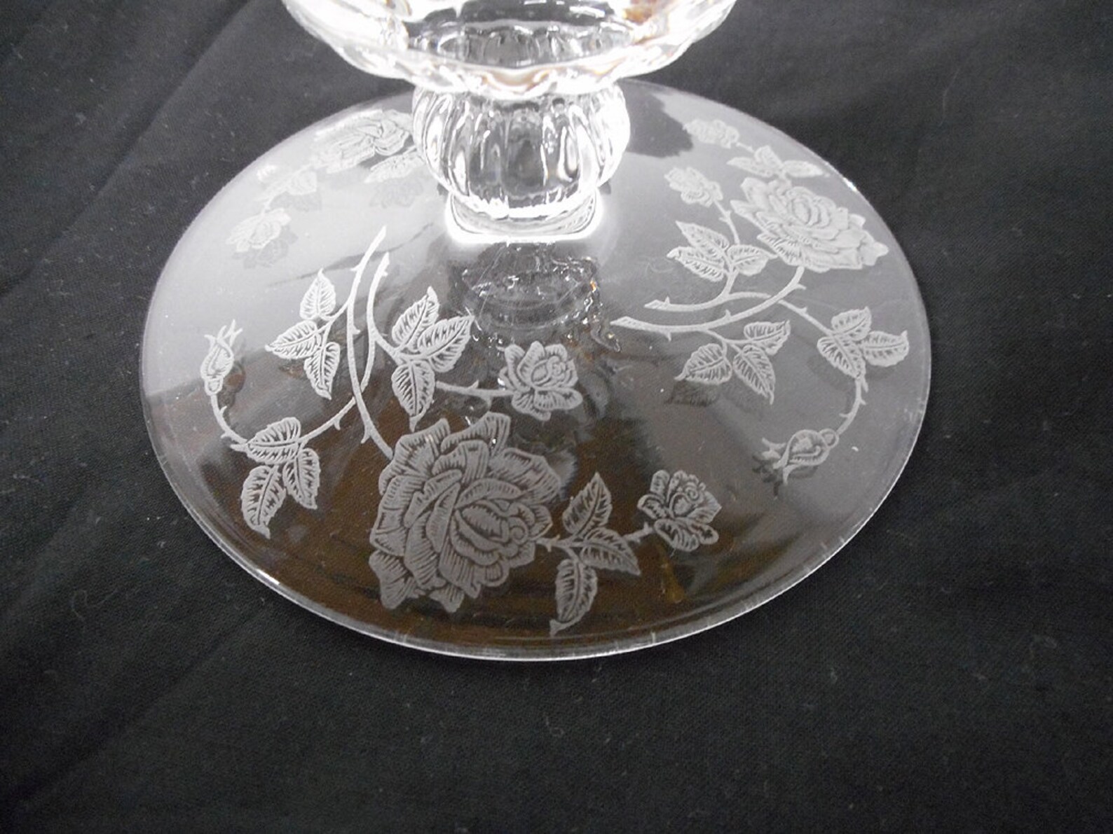Heisey Rose Etched Single Candleholder Etsy