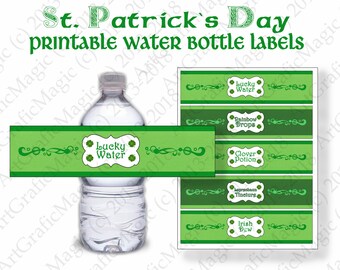 DIGITAL Rainbow St Patrick/'s Day Water Bottle Labels Napkin Rings Instant Download Irish Holiday Party Supplies