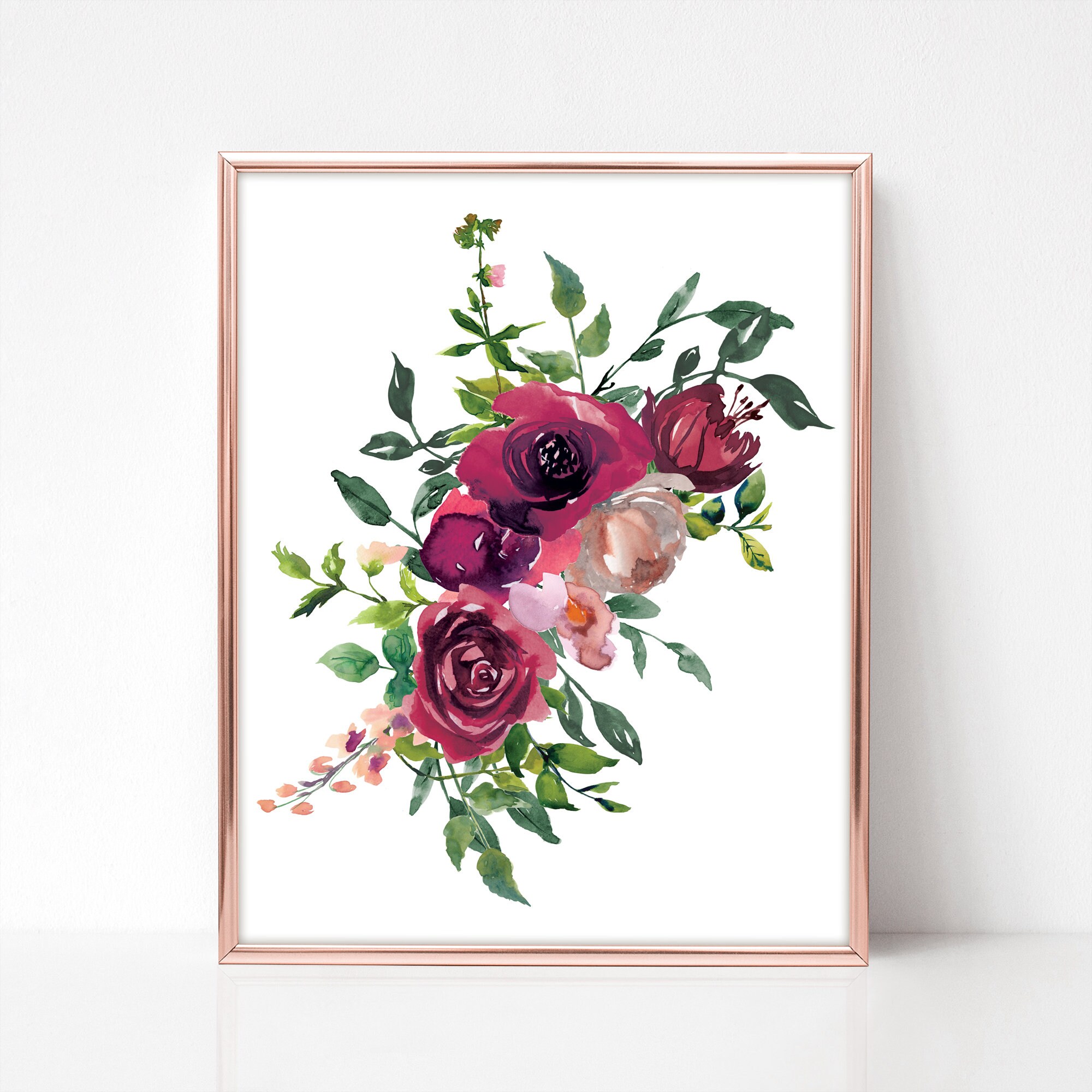 Red Rose Digital Art Instant Download, DIY Printable Wall Art, Flower ...