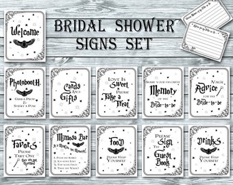 Wizard Witch Bridal Shower Bundle, Geek Signs and Cards Set, Magic Printables, Halloween Bachelorette, Hens Night, instant download FM1