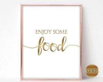 Golden Food Bar Sign, Gold Food Station, Printable Table Signs, Wedding Food Sign, Bridal Shower Decorations, pdf jpg instant download BL3