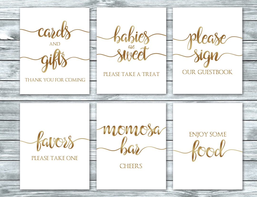 Golden Baby Shower Signs Printable Instant Download PDF, Gold Baby ...