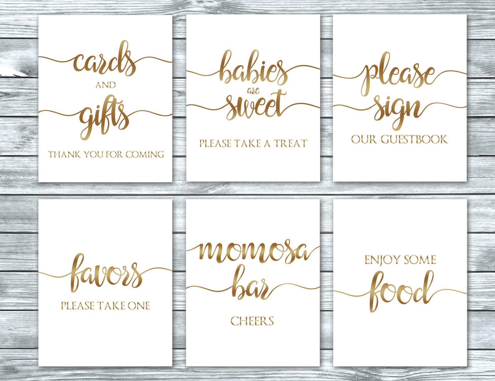 Golden Baby Shower Signs Printable Instant Download PDF Gold | Etsy