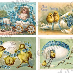 Easter Vintage Postcards Ephemera Kit, Printable Instand Download ...