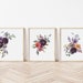 Purple Flower Downloadable Art Prints Set of 3, Printable Floral Art ...
