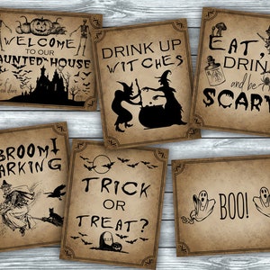 Halloween Signs Package 8x10, Printable Halloween Decorations, Trick or Treat, Boo, Drink up Witches, Happy Halloween, Instant download HS1