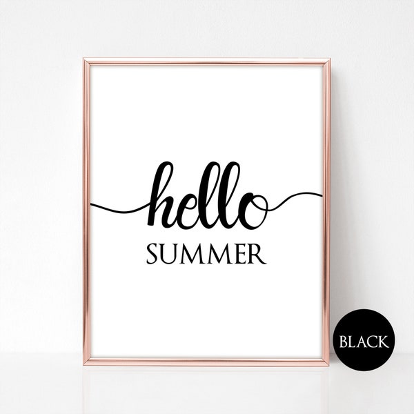 Hello Summer Printable Art Instant Download, Seasonal Printables, Summer Quotes, Summer Wall Decor, Digital Art Prints, Summer Word Art BL3