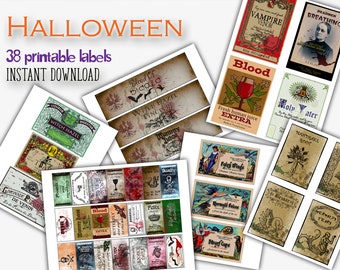 Big Halloween Package 38 Printable Labels, Instant Download, Halloween Potion Labels, Magic Party Decorations, Potion Bottle Labels, Pdf Jpg