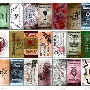 Printable Halloween Potion Labels, Potion Bottle Labels, Halloween Apothecary Labels, Magic Party Decorations, pdf jpg Instant download