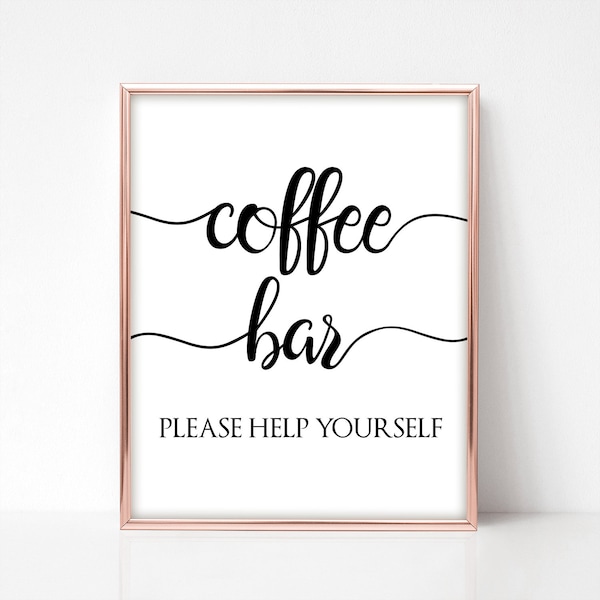 Coffee Bar Sign, 8x10 and 5x7 Instant Download, Printable Coffee Sign, Please Help Yourself, Hot Drinks Sign, Wedding Coffee Sign, BL3