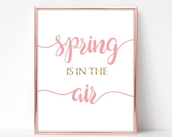 Spring Is In The Air Printable Digital Art Instant Download, Pink Gold, Easter Wall Art, Spring Quotes, Spring Wall Decor Signs pdf jpg BL3