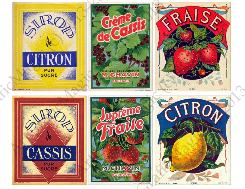 vintage food labels printable digital collage instant etsy
