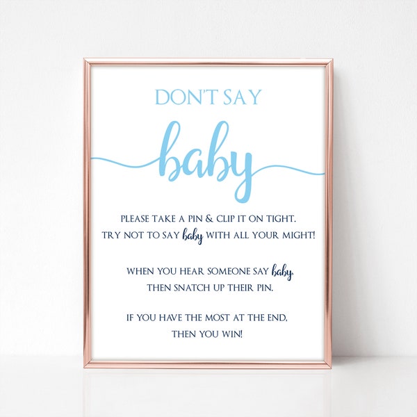 Dont Say Baby Game Printable Instant Download, Baby Blue & Navy Baby Shower Games, Boy Baby Shower Ideas Decorations, Instant download BL3