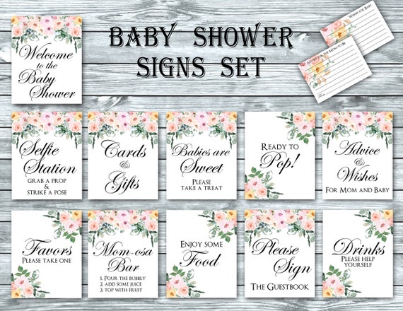 Baby Shower Signs Printable Girl Baby Shower Package Blush | Etsy