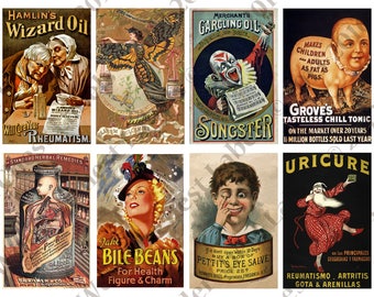 Vintage Spooky Apothecary #1 set of 8 Printables, Instand Download, Halloween Vintage Labels, Retro Apothecary Labels, Vintage Halloween Ads