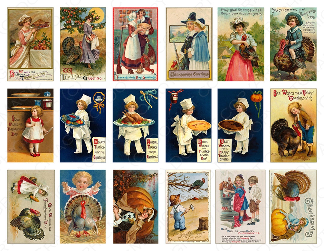 Vintage Thanksgiving Postcards Printable Set #3 Instant Download ...