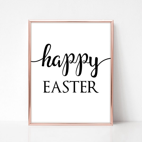 Happy Easter Printable Digital Art Instant Download, Modern Easter Decorations, Spring Wall Decor, Easter Quotes, Easter Signs PDF JPG BL3