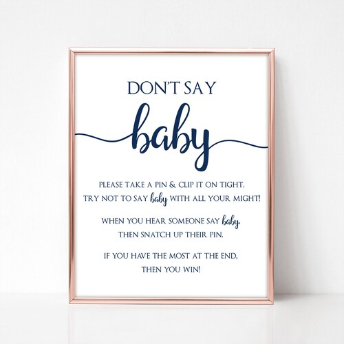 Navy Blue Dont Say Baby Game Printable Instant Download Baby - Etsy