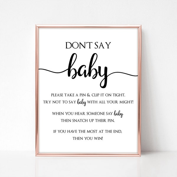Dont Say Baby Game Printable Instant Download, Baby Shower Games, Dont Say a Word, Baby Shower Ideas, Modern Baby Shower Decorations BL3