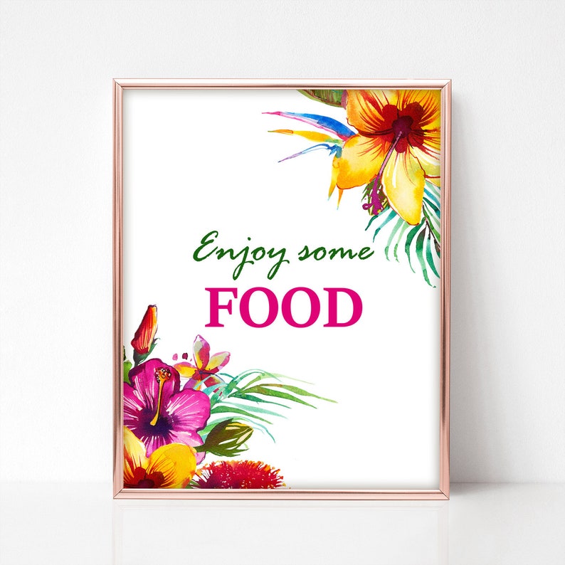 Yellow Pink Green Babies Signs Bundle Aloha Luau Hawaii Hibiscus instant download PDF TF1 Tropical Flowers Baby Shower Package Printable